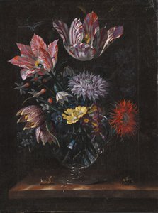 花のガラスの花瓶 作： Jacob Marrel