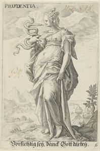 注意（プルデンティア） プルデンシア (オブジェクトのタイトル) 作： Jacob Matham (attributed to)