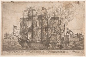 デンマーク船とトルコの海賊船の海戦 作： Jacob Mortenssøn Maschius