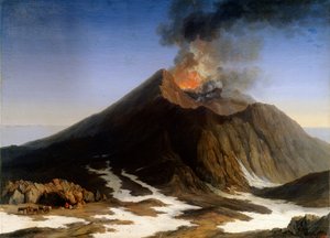 「エトナ山の噴火」、18 世紀。 作： Jacob Philip Hackert