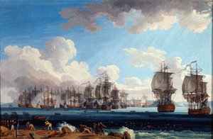1770年7月5日のチェスマの海戦」 18世紀   作： Jacob Philip Hackert