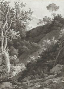 樹木が茂った山腹 作： Jacob Philipp Hackert