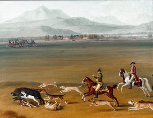 カッサーノ領地でイノシシを狩るフェルディナンド4世 詳細画 ヤーコプ・フィリップ・ディット・ハッケルト・ディタリア（1737-1807） 18世紀 ナポリ カポディモンテ美術館