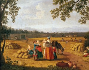 カルディテッロ農園での王族の刈り入れ（油彩・キャンバス 作： Jacob Philippe Hackert