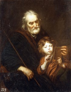 描くことを男の子に教える学校長 作： Jacob Potma