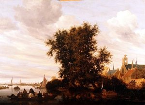 ゴルクム近郊のマース川 作： Jacob Salomonsz. (circle of) Ruysdael