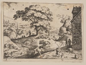 村の手前、道路右側の宿（風景より 作： Jacob Savery I