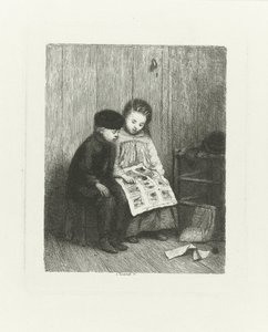 子供の写真を持つ 2 人の子供 作： Jacob Taanman