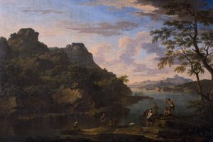 数字のある古典的な風景、17世紀後半 作： Jacob de Heusch