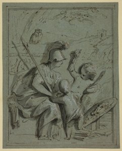 ミネルバと2つのプッティ 作： Jacob de Wit