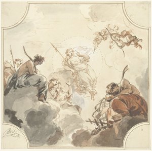 ダイアナとエンディミオンの天井画のデザイン 作： Jacob de Wit