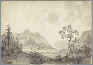 川のある山の風景 作： Jacob van Strij