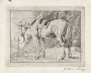 柱につながれた鞍馬 作： Jacob van Strij