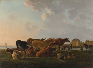おそらく牛のいる風景。 1800。 作： Jacob van Strij