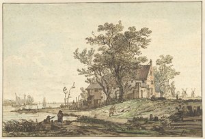 川沿いの古い農家 作： Jacob van Strij