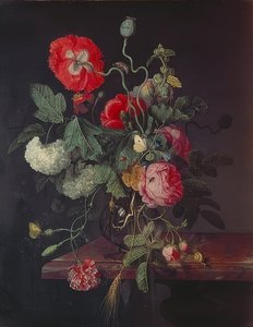 ガラスの花瓶の花。 1667 作： Jacob van Walscapelle