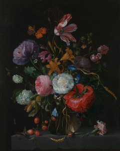 ガラスの花瓶の花1670年頃 作： Jacob van Walscapelle