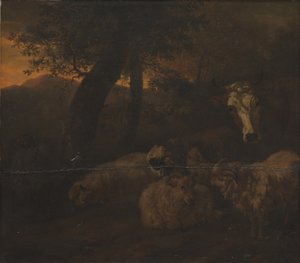 森の中の羊の群れ 作： Jacob van der Does d.Æ.
