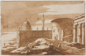 17世紀後半の古代の建物の眺め。 作： Jacob van der Ulft