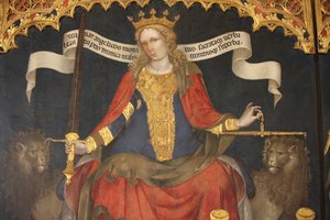 大天使ガブリエルとマイケルの間の正義 作： Jacobello del Fiore
