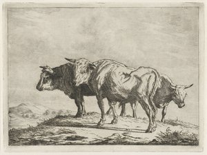 三頭の牛 作： Jacobus Cornelis Gaal