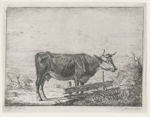 柵のそばに立つ牛 作： Jacobus Cornelis Gaal