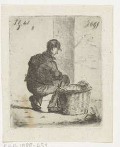 籐のかごを持つ安定した少年 作： Jacobus Cornelis Gaal