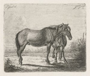 二頭の馬 作： Jacobus Cornelis Gaal