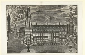 ゲントのイルミネーションと花火、1717年 作： Jacobus Harrewijn