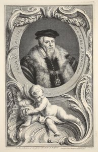フランシスラッセルの肖像画、「イギリスの著名な人物の頭」のイラスト、パブ。ナップトン、ロンドン1742 作： Jacobus Houbraken