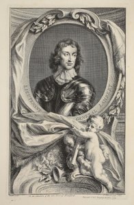 ランバート中将の肖像画、「イギリスの著名人の頭」からのイラスト、パブ。ナップトン、ロンドン1742 作： Jacobus Houbraken