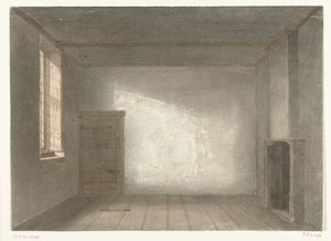 刑務所のコーネリス・デ・ウィットの部屋、ゲヴァンゲンポールト、ハーグ、1844 作： Jacobus Ludovicus Cornet