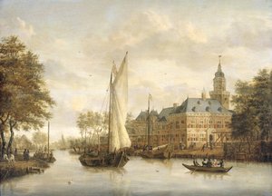 ブリューケレン近くのヴェヒト川にあるニジェンローデ城 作： Jacobus Storck