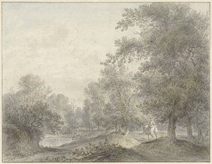 ライダーと池のある森の風景 作： Jacobus Versteegen