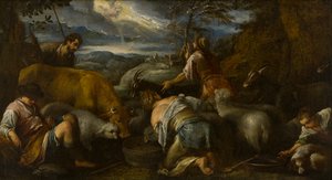 羊飼いの受胎告知、c.1530-92（キャンバスに油彩） 作： Jacopo Bassano