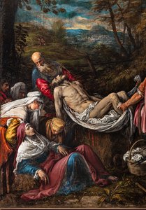 キリストの体の埋葬、詳細 作： Jacopo (1510 92) Bassano