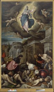 ペストの犠牲者を見舞う聖ロク、1575年頃（油彩・キャンバス 作： Jacopo Bassano