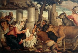 羊飼いの崇拝、Jacopo Bassano (ca 1510-1592) 作： Jacopo (1510 92) Bassano