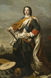 ピエール・I・ル・グラン、ツァーリ・ドゥ・ルスィー - 皇帝ピョートル1世（1672-1725）の肖像、アミゴーニ、ヤコポ（1675-1752）作。キャンバスに油彩。寸法：210x139 cm。ストックホルム国立博物館