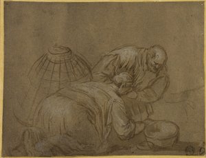 かごの中を探している農民のカップル 作： Jacopo Bassano