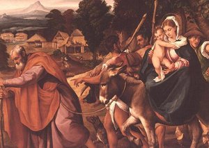 エジプトへの逃避 作： Jacopo Bassano