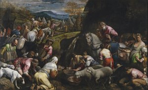 岩から水を打つモーセ 作： Jacopo Bassano il vecchio