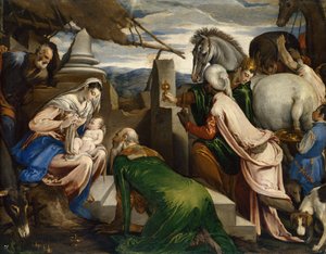 賢者の礼拝、1555年頃 作： Jacopo Bassano il vecchio