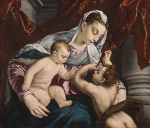 聖母子と幼い洗礼者聖ヨハネ 156065年 作： Jacopo Bassano il vecchio