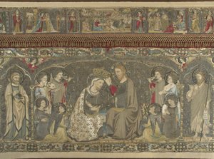 8 人の天使と 14 人の聖人の間で聖母の戴冠式 教会の刺繍、1 作： Jacopo Cambi