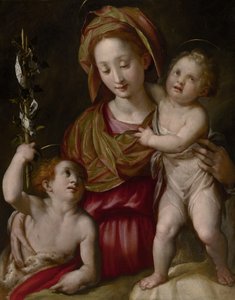 マドンナと子供と若い洗礼者聖ヨハネ、1575年頃 作： Jacopo Chimenti Empoli