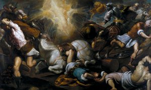 「ダマスカスへの道での聖パウロの回心」ヤコポ・パルマ・ザ・ヤンガー（1544-1628）による絵画、1592年、マドリードのプラド美術館 作： Jacopo Il Giovane Palma