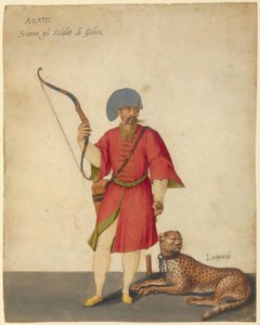 チーターを連れたアザッポの射手 作： Jacopo Ligozzi