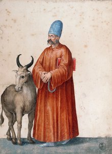 ヤギを連れたトルコ人男性、ヤコポ・リゴッツィ（1547-1627）の絵