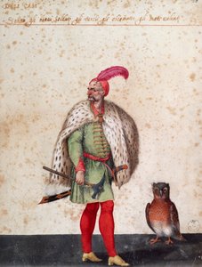 フクロウを連れたトルコ人兵士（ヤコポ・リゴッツィ（1547-1627）の絵